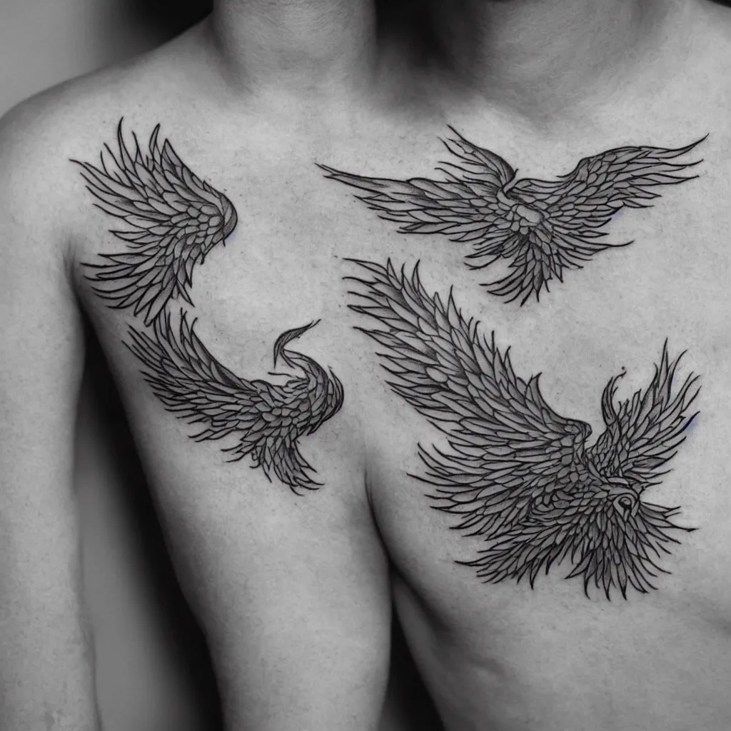Image similar to phoenix tattoo, minimalistic