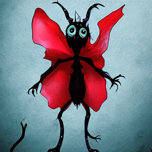 Prompt: ladybug as a monster character, fantasy art style, scary atmosphere, nightmare - like dream