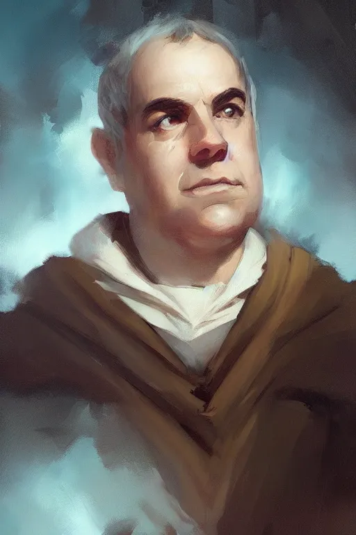 Image similar to thomas aquinas by Greg Rutkowski, painting, portrait, D&D, trending on artstation