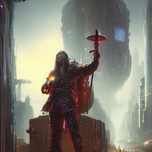 Prompt: cyberpunk viking by david a hardy, noriyoshi ohrai, gary ruddell, greg rutkowski highly detailed, cinematic composition, trending on artstation