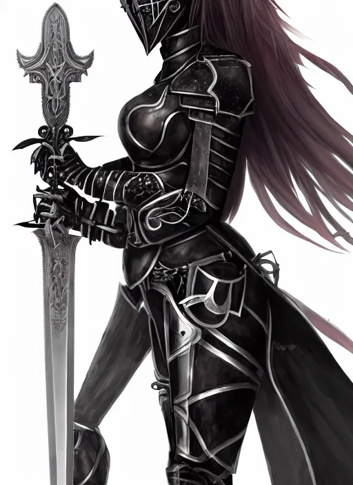 Image similar to full portrait, female vampire knight in black heavy armor, metal mask, gladiator sandals, barefoot, little skin shown, enchanting, mysterious, elegant, realistic proportions, ghostblade, wlop, good lighting, reasonable fantasy