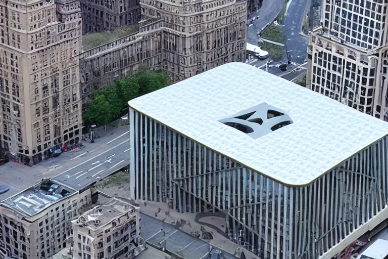 Image similar to a building in the shape of a giant table