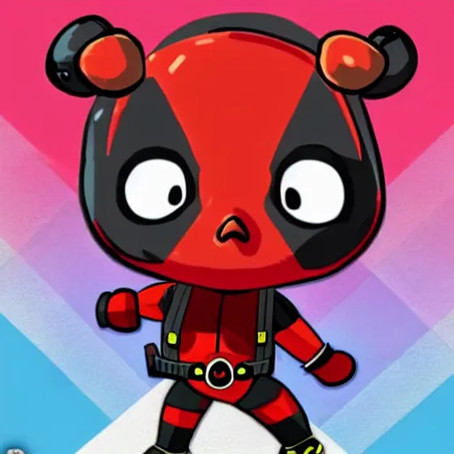 Image similar to deadpool as a character in animal crossing