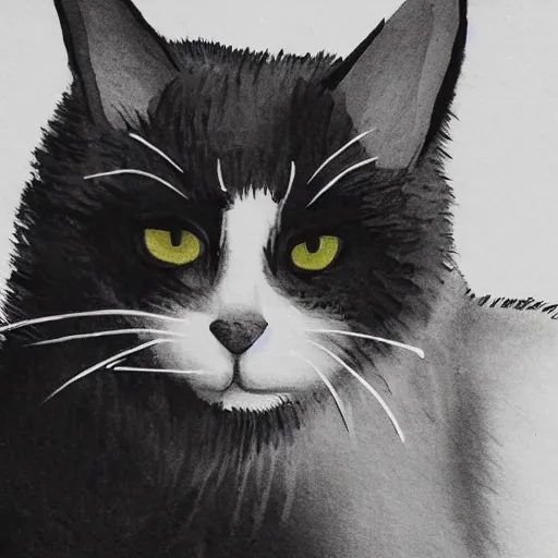 Image similar to black and white doodle of a cat