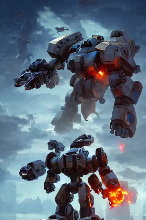 Image similar to mechwarrior 5 : mercenaries mech megaman transformer robot boss tank engine game octane render, 4 k, hd 2 0 2 2 3 d cgi rtx hdr style chrome reflexion glow fanart jesper ejsing, by rhads, makoto shinkai borderlands and by feng zhu rossdraws artstation by digital cinematic pixar and disney unreal zbrush central hardmesh