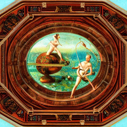 Image similar to russian distorted psychedlic pool octagon tom cat croissant cream caramel , by Johfra Bosschart and Richard Dadd and Pablo Picaso , chiaroscuro , line art , masterpiece