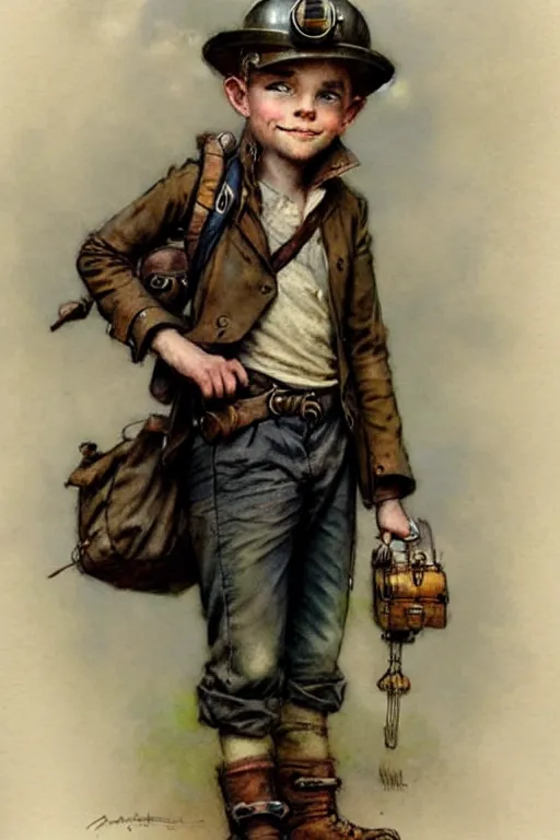 Prompt: ( ( ( ( ( 1 9 5 0 s steampunk adventurer boy inventer explorer. muted colors. ) ) ) ) ) by jean - baptiste monge!!!!!!!!!!!!!!!!!!!!!!!!!!!