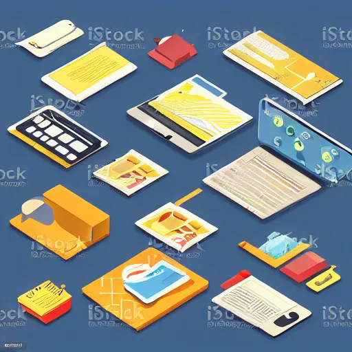 Prompt: top trending items from amazon isometric view vector art