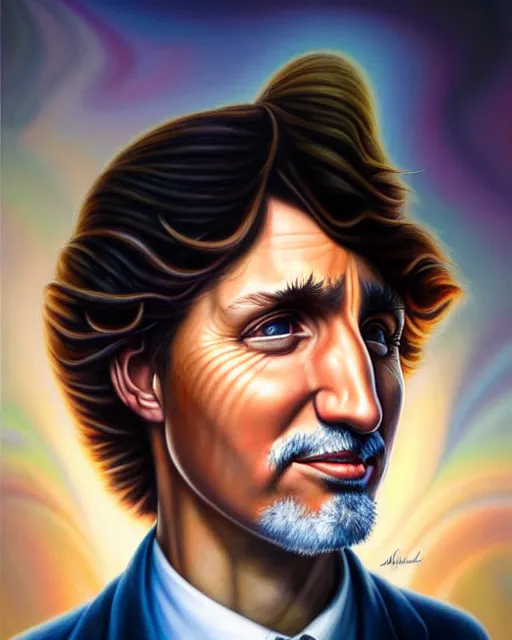 Image similar to detailed portrait of justin trudeau socks pheta by tomasz alen kopera and peter mohrbacher and johanna martine! and margaret keane! coherent luminescent