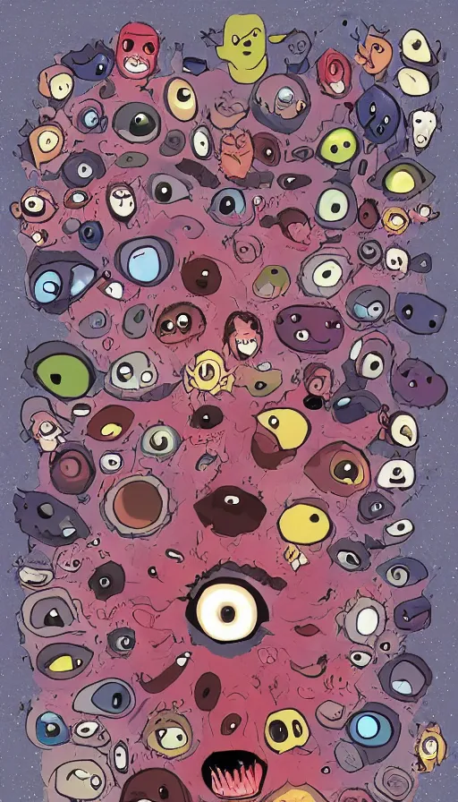 Prompt: a storm vortex made of many demonic eyes and teeth, by rebecca sugar