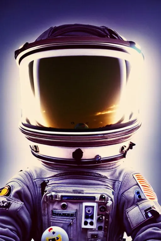 Prompt: extremely detailed portrait of space astronaut, wearing gloves, holds iphone, iphone visible, iphone in hand, reflection of the moon in visor, alien looking over shoulder from behind, extreme close shot, dramatic backlight, award winning photo by david lachapelle