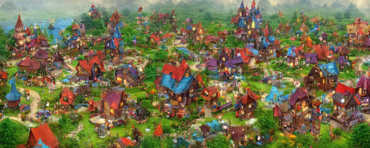 Prompt: fantasy village