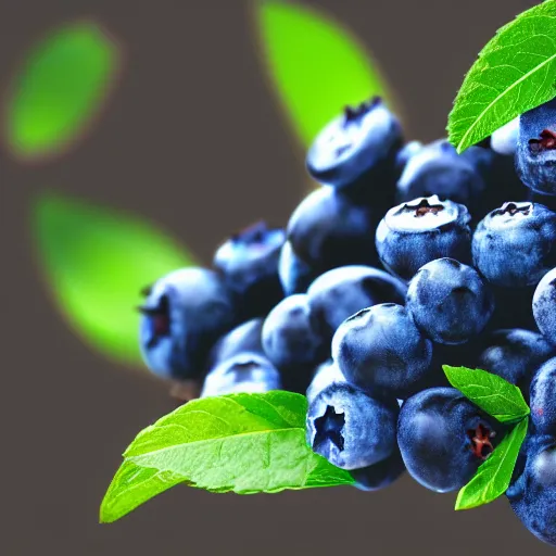 Image similar to artistic closeup render of blueberry bushes in a forest. Digital art. 4K. Trending on artstation. Highly detailed. Artistic. Rustic