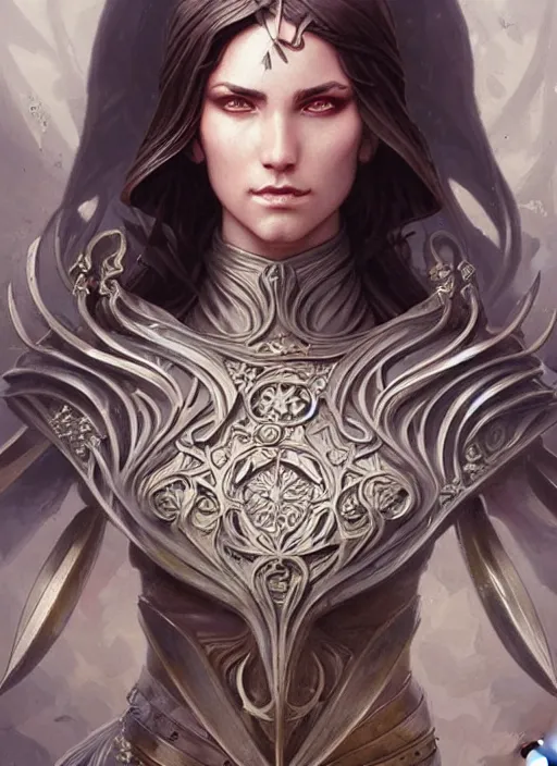 Image similar to Muscular and powerful medieval knight portrait, art nouveau, fantasy, intricate flower designs, elegant, highly detailed, sharp focus, art by Artgerm and Greg Rutkowski