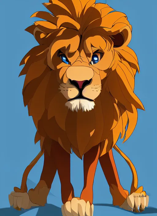 Prompt: digital painting of a lion wearing a loincloth, fursona, furry art, stylized, cel shaded, ultra detailed, anime key visual, wlop