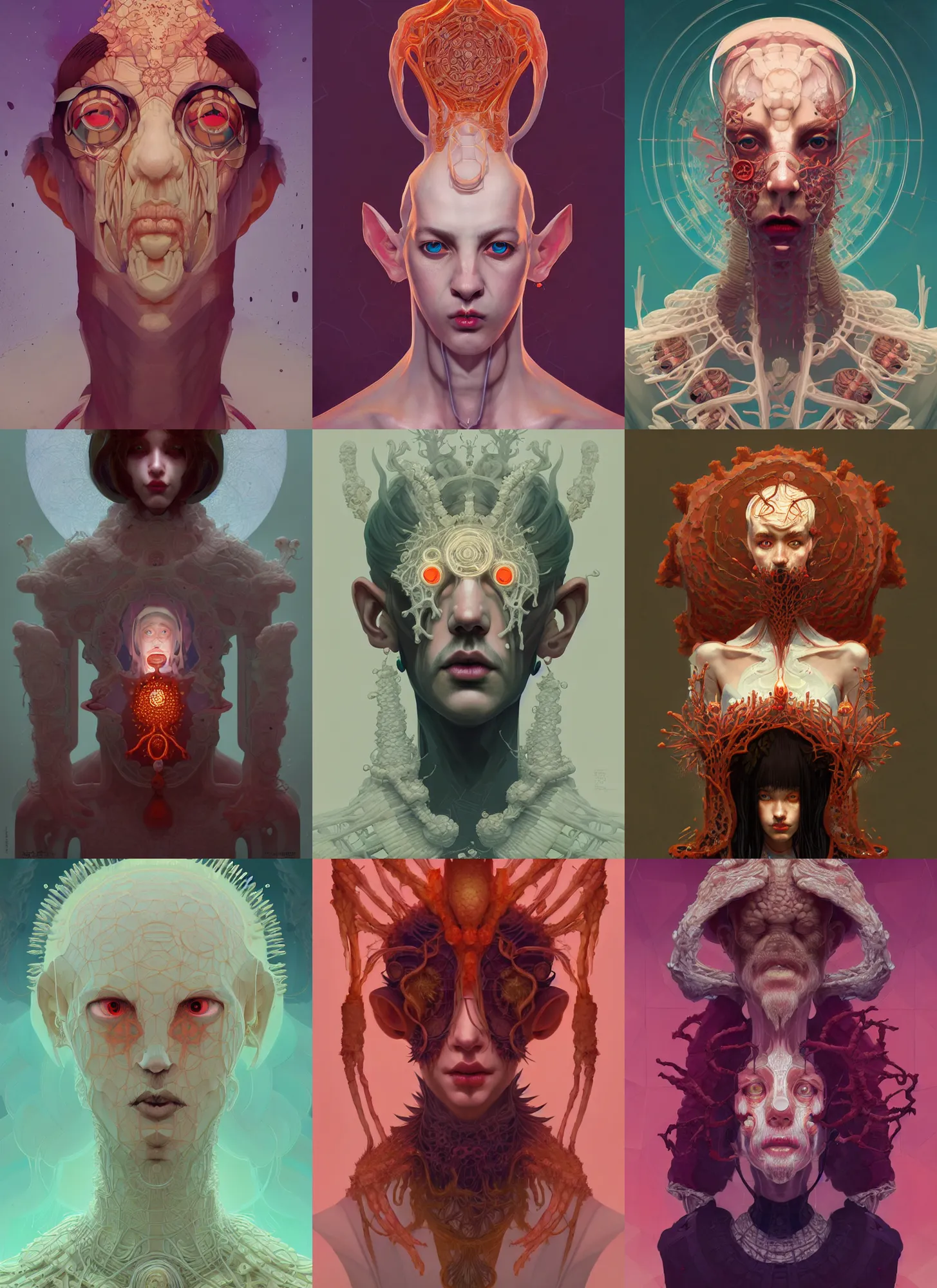 Prompt: symmetry!! rpg! portrait of a weird! fungus priest, intricate, highly detailed, digital painting, artstation, concept art, smooth, sharp focus, illustration, art by hsiao - ron cheng and ivan albright and conrad roset and aaron jasinski and greg rutkowski, 8 k