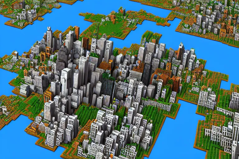 Image similar to new york in the style of minecraft