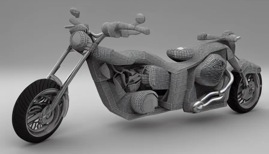 Prompt: A 3D rendered Motorcycle