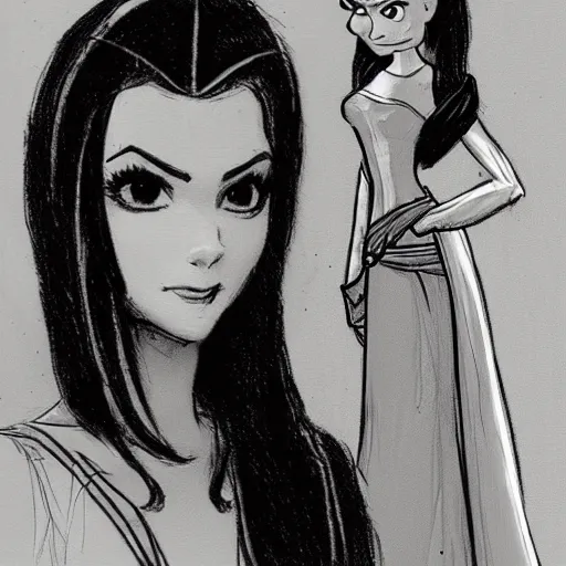 Image similar to milt kahl sketch of victoria justice as princess padme in star wars episode 3