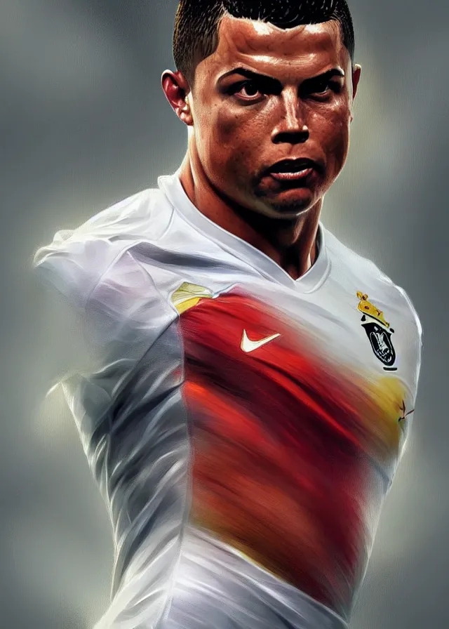 Image similar to ronaldo luis nazario da lima, football player, highly detailed, digital painting, artstation, concept art, smooth, sharp focus, illustration, art by artgerm and greg rutkowski and alphonse mucha