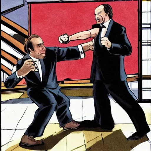 Prompt: Saul Goodman punching a judge in the face