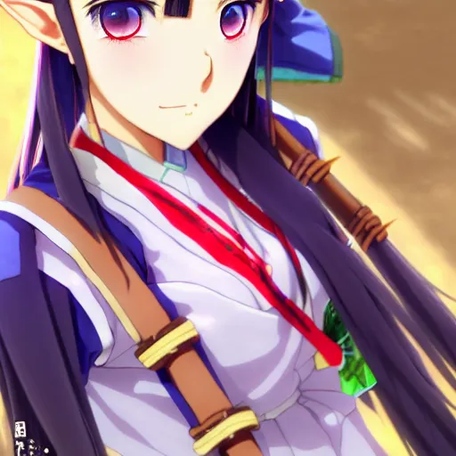 Image similar to a beautiful boyish zelda alluring gravure model, wearing japanese school girl outfit with mayan pattern and native style, modern aztec street fashion, perfect anime face, gapmoe yandere grimdark, trending on pixiv fanbox, painted by greg rutkowski makoto shinkai takashi takeuchi studio ghibli, akihiko yoshida