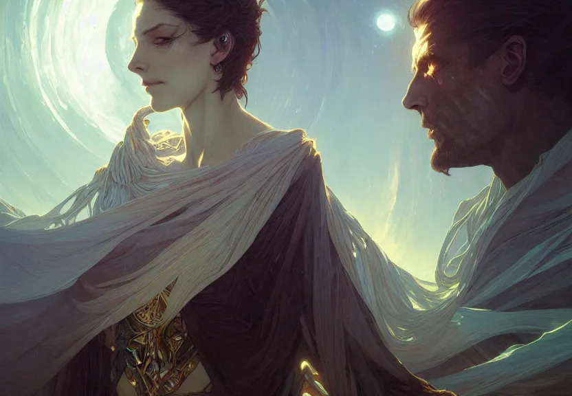 Image similar to portrait of a destiny of the endless from the sandman, fantasy magic, dark light night, intricate, elegant, sharp focus, illustration, highly detailed, digital painting, concept art, matte, art by wlop and artgerm and greg rutkowski and alphonse mucha, masterpiece