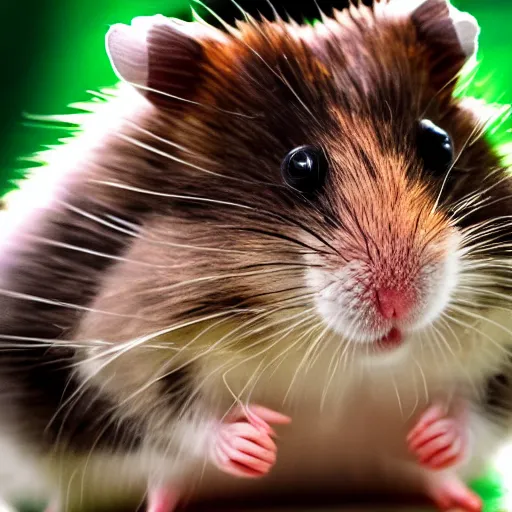 Image similar to “photograph of hamster lifting weights, sharp focus, hd, 8k”