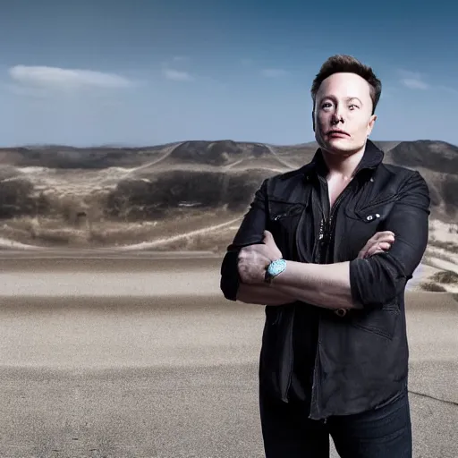 Image similar to Elon Musk 50 feet tall, highly detailed, high quality, HD, 4k, 8k, Canon 300mm, professional photographer, 40mp, lifelike, top-rated, award winning, realistic, sharp, no blur, edited, corrected, trending