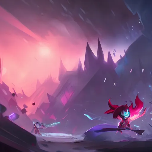 Prompt: a dark scenery with a battle of Jinx versus lit Ekko, Arcane, Riot Games, particles, trending on Artstation, concept art, smooth, sharp focus, illustration, award winning