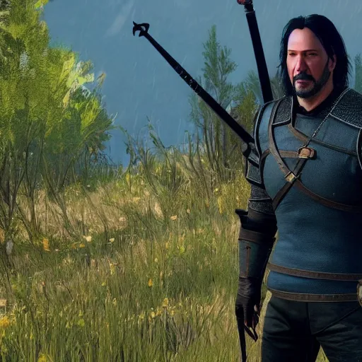 Prompt: Keanu reeves in the Witcher 3 4K detailed super realistic