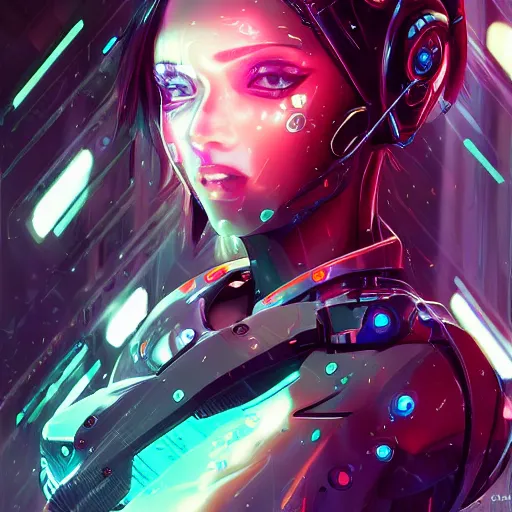Prompt: beautiful cyborg girl!!!, rainfall!!, water refractions!!, black long hair!, colorful reflective eyes, full round face!, biomechanical details, digital cyberpunk anime!! art, full body!!!, mid - shot, reflections, wlop, ilya kuvshinov, artgerm
