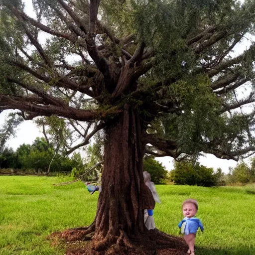 Image similar to a tree growing out of a baby