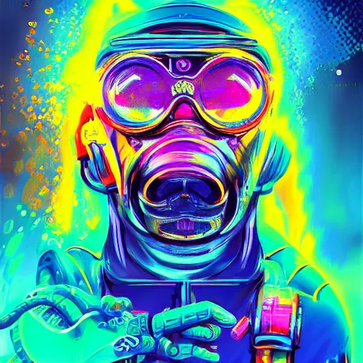 Image similar to cyberpunk excited young monkey underwater, sparkly, colorful, cyberpunk digital painting