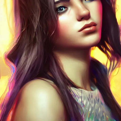 Prompt: Portrait of a beautiful young woman, concept art, digital art, studio lightning, bright colors, intricate, masterpiece, photorealistic, hiperrealistic, sharp focus, high contrast, Artstation HQ, DeviantArt trending, 4k UHD, Unreal Engine 5