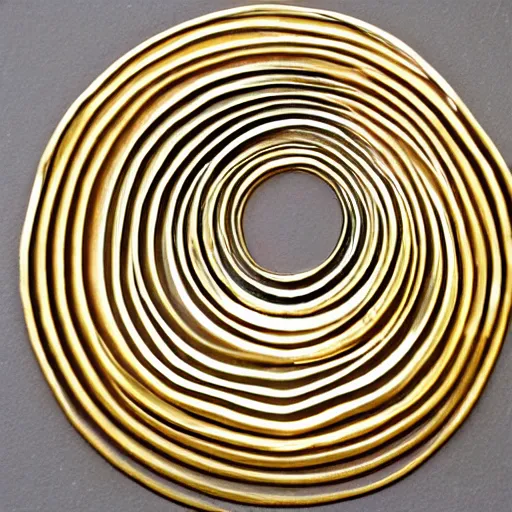 Prompt: 5 concentric arcs made out of gold arranged in a spiral