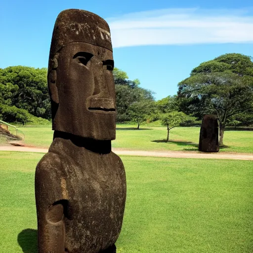 Prompt: Moai statue giving a TED talk
