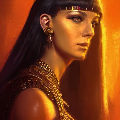 Prompt: Cleopatra portrait, atmospheric lighting, painted, intricate, volumetric lighting, beautiful, rich deep colors masterpiece, golden hour, sharp focus, ultra detailed, by Leesha Hannigan, Ross Tran, Thierry Doizon, Kai Carpenter,Ignacio Fernández Ríos