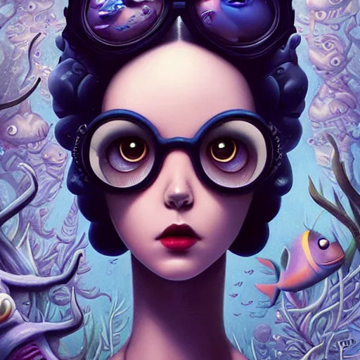 Image similar to Lofi aquatic portrait Pixar style by Joe Fenton and Stanley Artgerm and Tom Bagshaw and Tim Burton