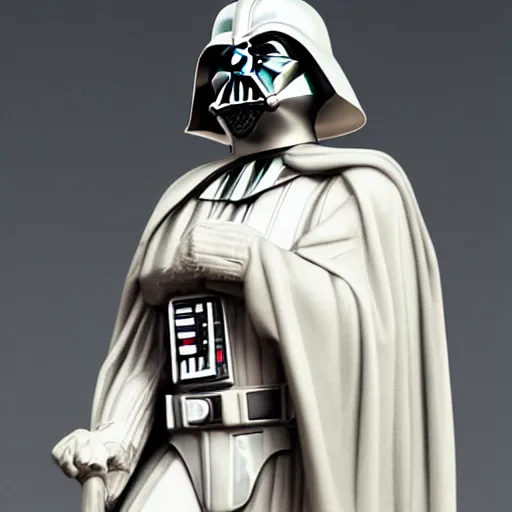 Prompt: Darth Vader statue in the style of Antonio Canova, very dark background