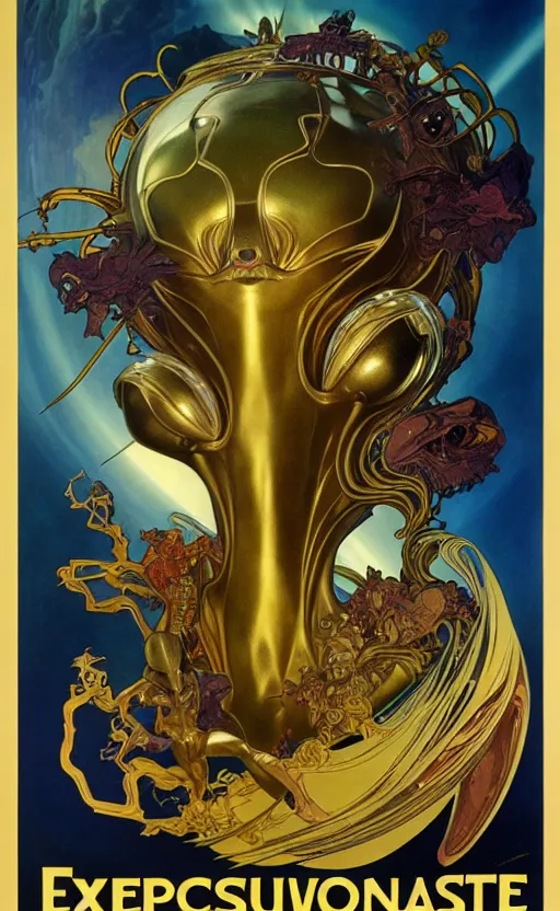 Image similar to exquisite imaginative alien creature poster art, gold, movie art, by lucusfilm, weta studio, alphonso mucha, james jean, frank frazetta, 8 k, denoised