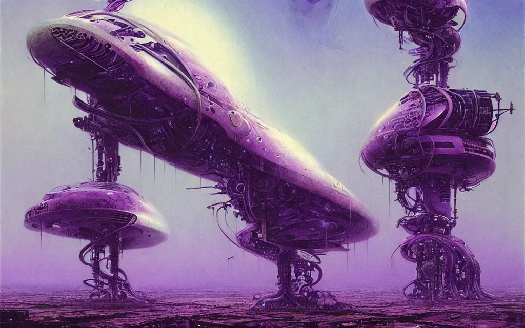 Prompt: a futurist cybernetic purple wilderness, future perfect, award winning digital art by santiago caruso and bruce pennington