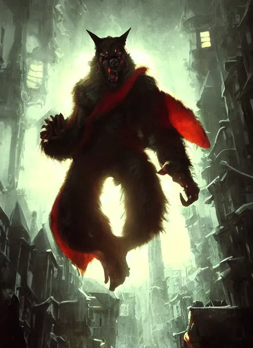 Image similar to portrait, werewolf Santa Clause, dark, gritty, scary, dramatic lighting, cinematic, establishing shot, extremly high detail, foto realistic, cinematic lighting, post processed, concept art, artstation, matte painting, style by eddie mendoza, raphael lacoste, alex ross