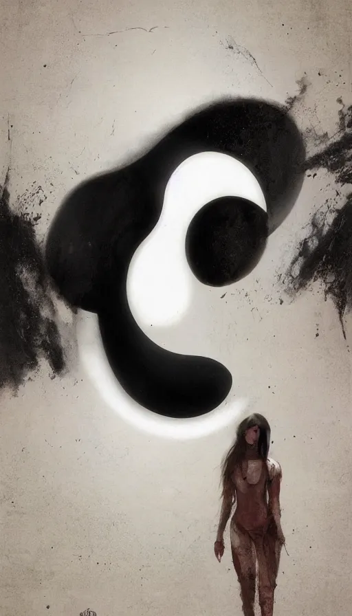 Image similar to Abstract representation of ying Yang concept, by Greg Rutkowski