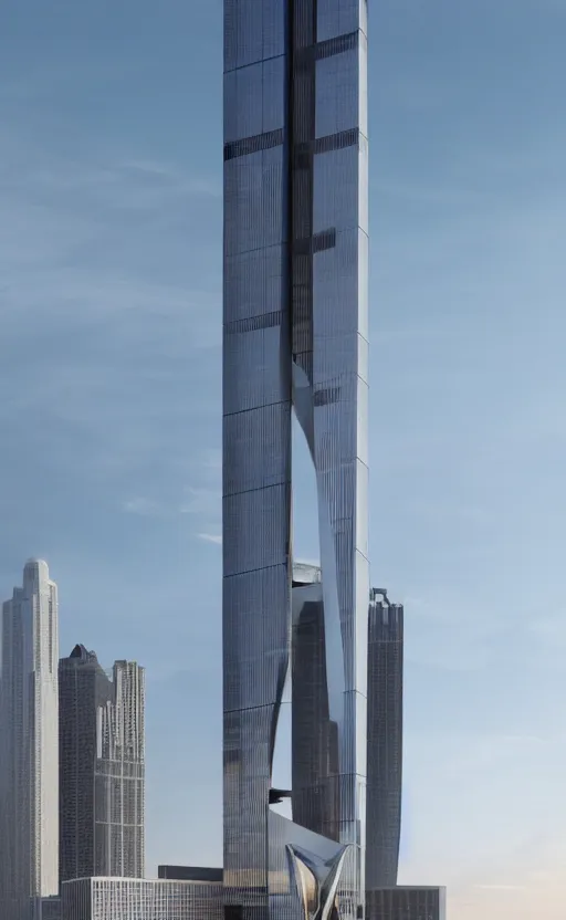 Prompt: the sears tower in chicago redesigned by zaha hadid