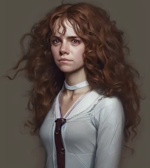 Image similar to ultra realistic illustration, hermione granger from the chamber of secrets, intricate, elegant, highly detailed, digital painting, artstation, concept art, smooth, sharp focus, illustration, art by artgerm and greg rutkowski and alphonse mucha