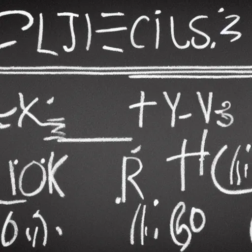 Image similar to physics equations written in chalk on a blackboard