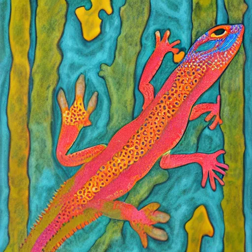 Image similar to australian aboriginal dreamtime lizard mural