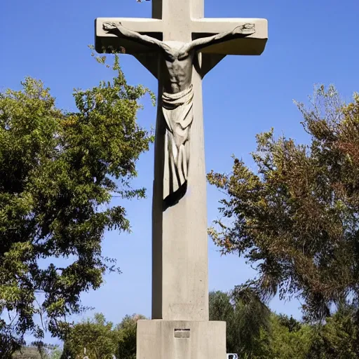 Image similar to giant concrete statue of Christ on a cross