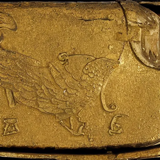 Image similar to anglo - saxon treasure, golden duck, torchlight